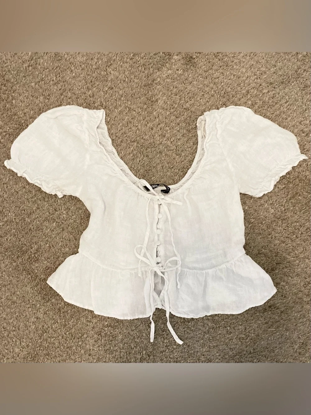 Linen Bow Milkmaid Blouse